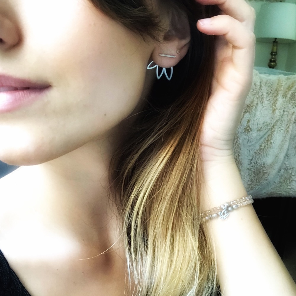 New! Lotus Flower • Jacket Earrings - Picture 2 of 5